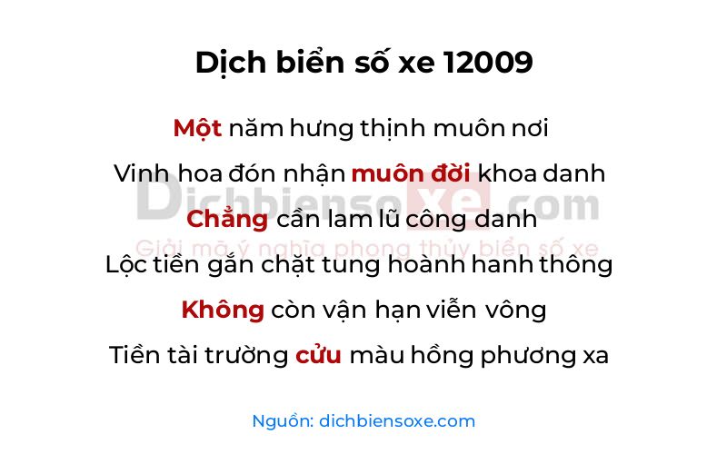 Dịch thơ biển số 12009