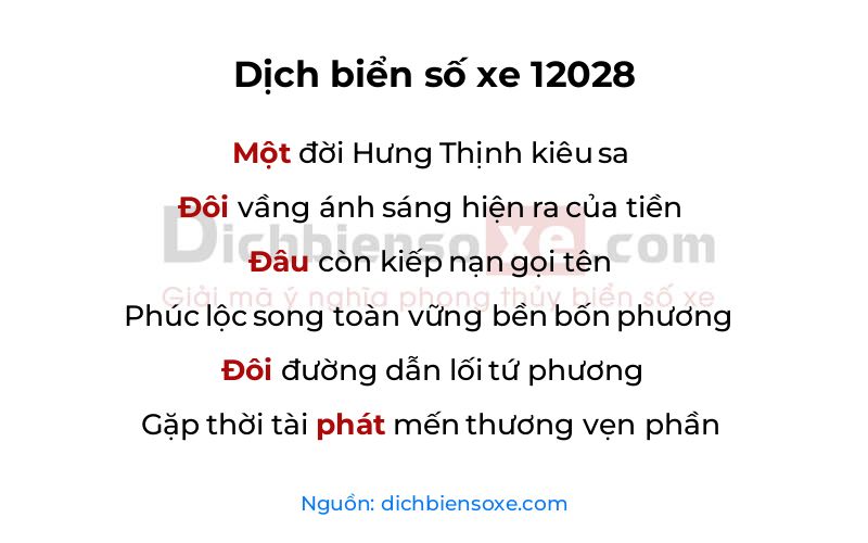 Dịch thơ biển số 12028