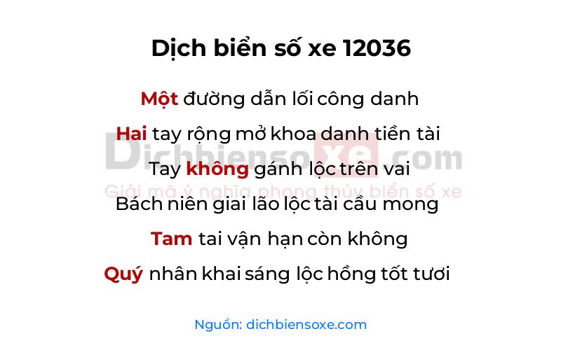 Dịch thơ biển số 12036