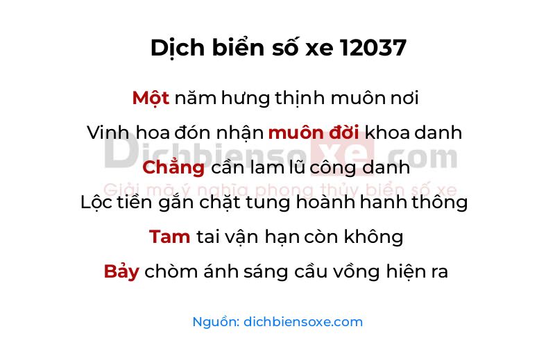 Dịch thơ biển số 12037