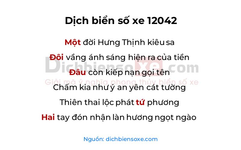 Dịch thơ biển số 12042