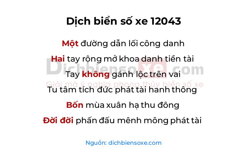 Dịch thơ biển số 12043