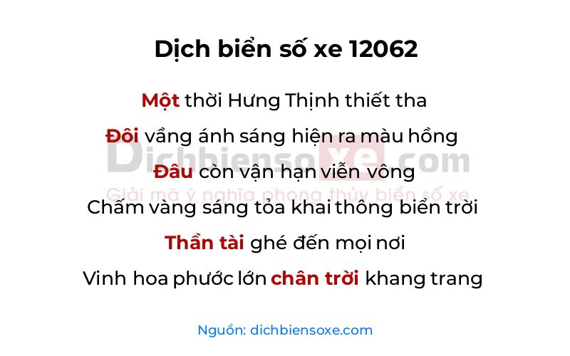 Dịch thơ biển số 12062