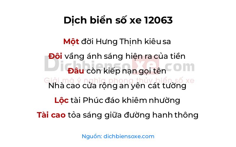 Dịch thơ biển số 12063