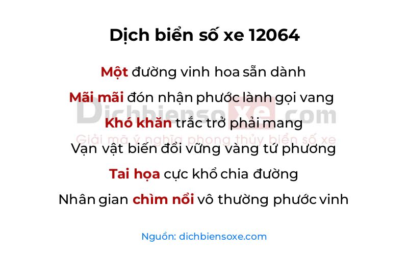 Dịch thơ biển số 12064
