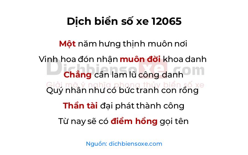 Dịch thơ biển số 12065