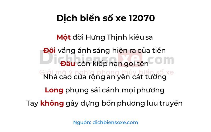 Dịch thơ biển số 12070