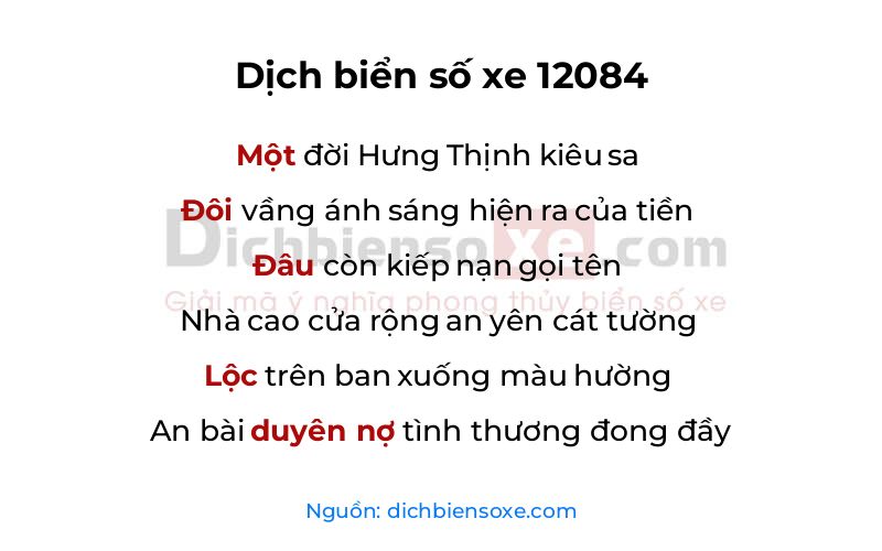 Dịch thơ biển số 12084