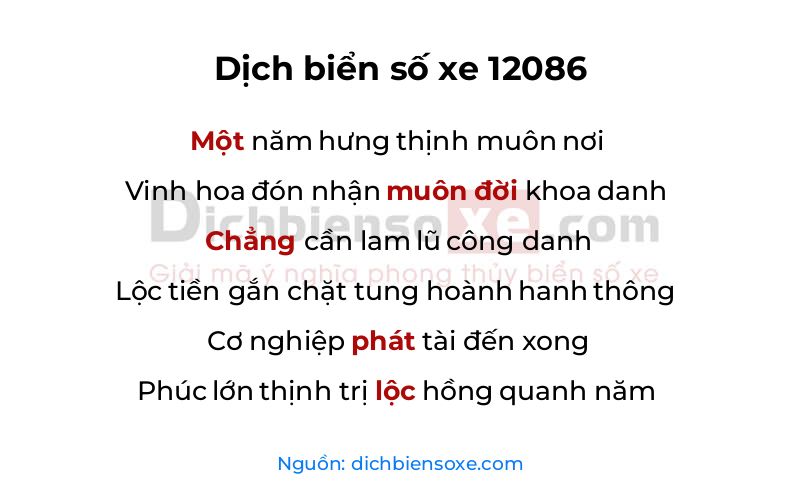 Dịch thơ biển số 12086