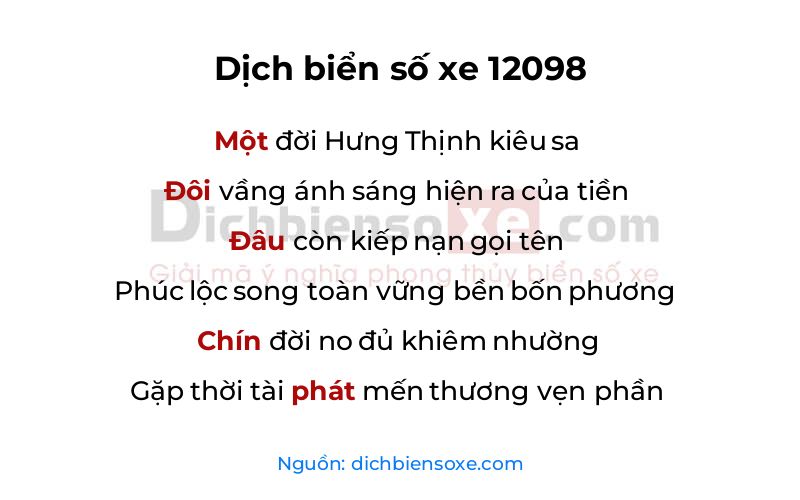Dịch thơ biển số 12098