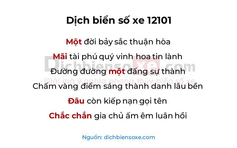 Dịch thơ biển số 12101