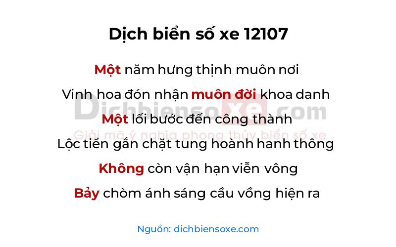 Dịch thơ biển số 12107