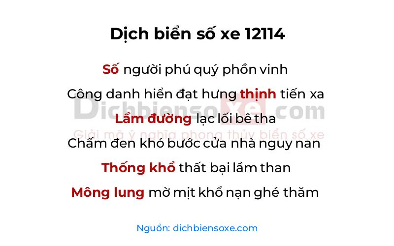Dịch thơ biển số 12114