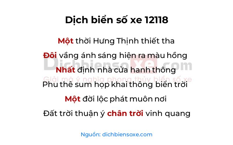 Dịch thơ biển số 12118