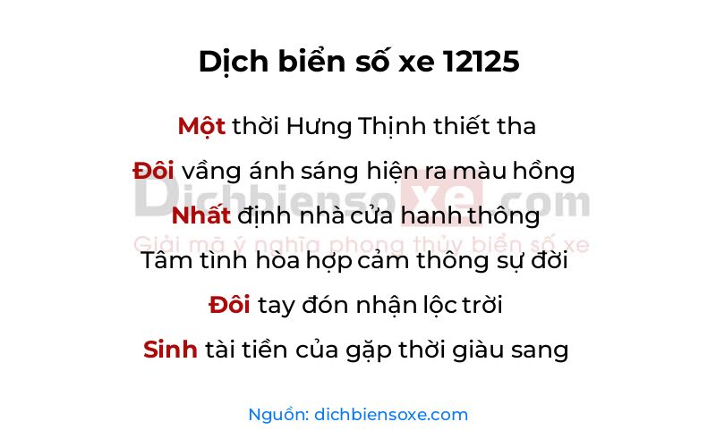 Dịch thơ biển số 12125