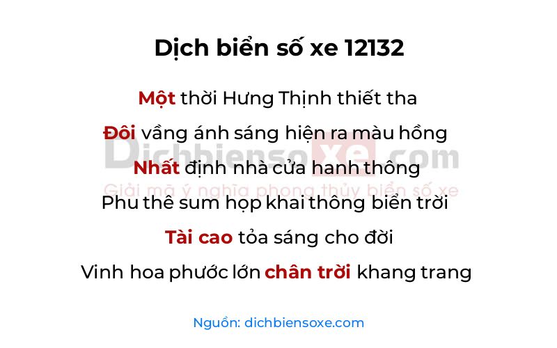 Dịch thơ biển số 12132