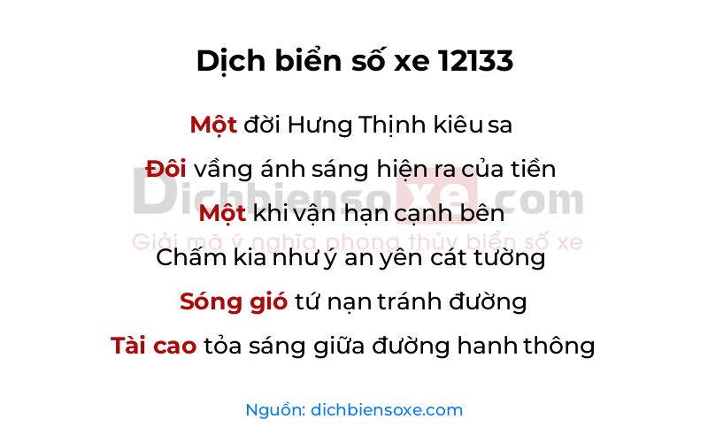 Dịch thơ biển số 12133
