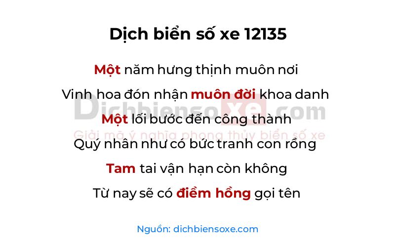 Dịch thơ biển số 12135