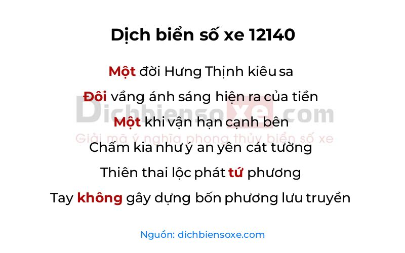Dịch thơ biển số 12140