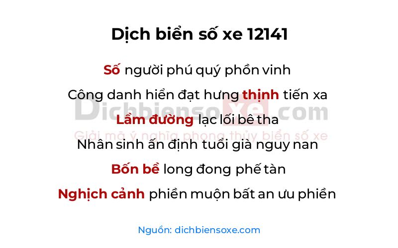 Dịch thơ biển số 12141