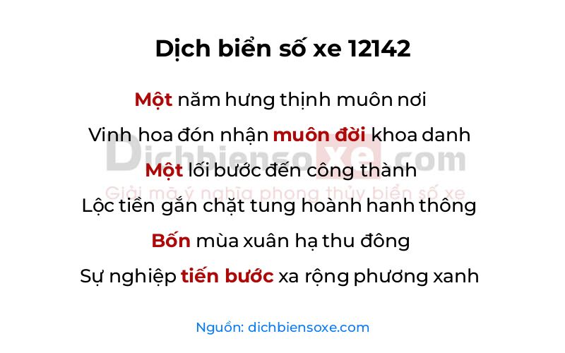 Dịch thơ biển số 12142