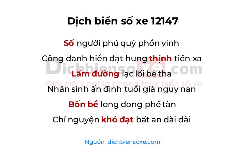 Dịch thơ biển số 12147