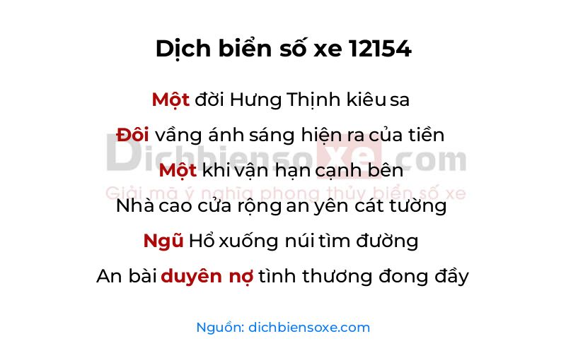 Dịch thơ biển số 12154
