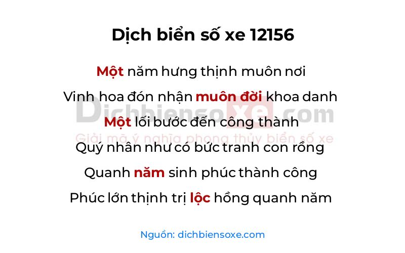 Dịch thơ biển số 12156