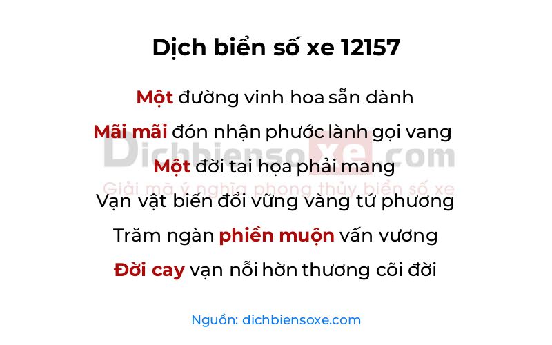 Dịch thơ biển số 12157