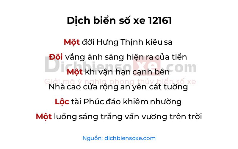Dịch thơ biển số 12161