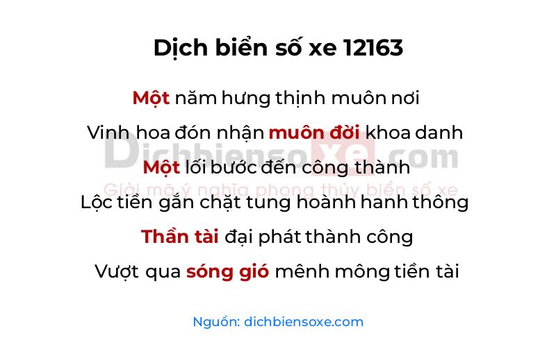 Dịch thơ biển số 12163