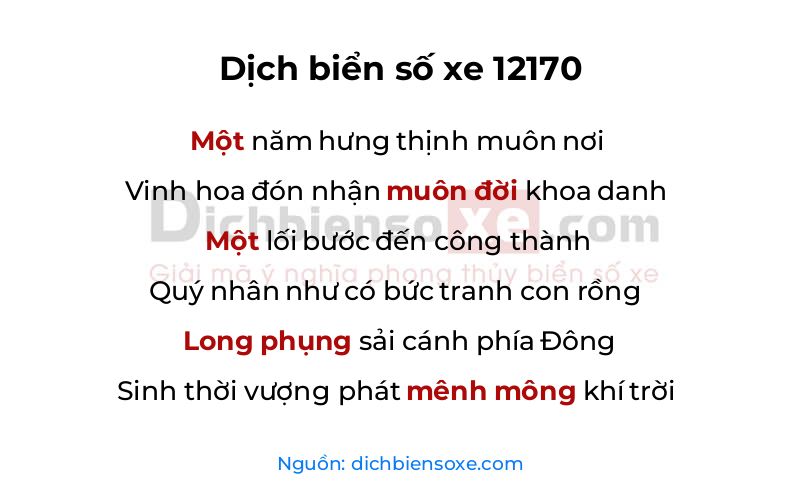 Dịch thơ biển số 12170