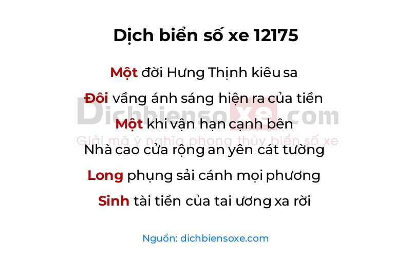 Dịch thơ biển số 12175