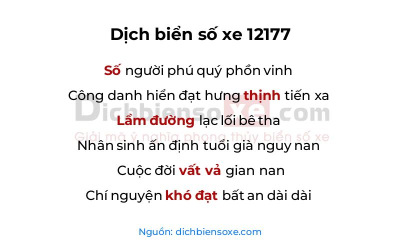 Dịch thơ biển số 12177
