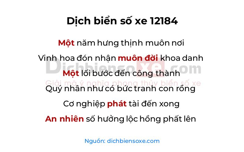 Dịch thơ biển số 12184