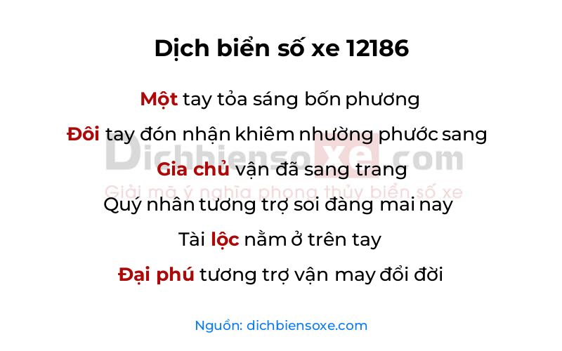 Dịch thơ biển số 12186