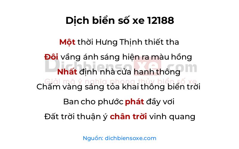 Dịch thơ biển số 12188