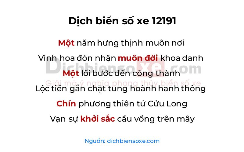 Dịch thơ biển số 12191