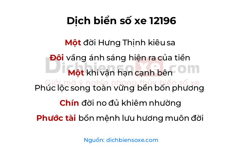 Dịch thơ biển số 12196