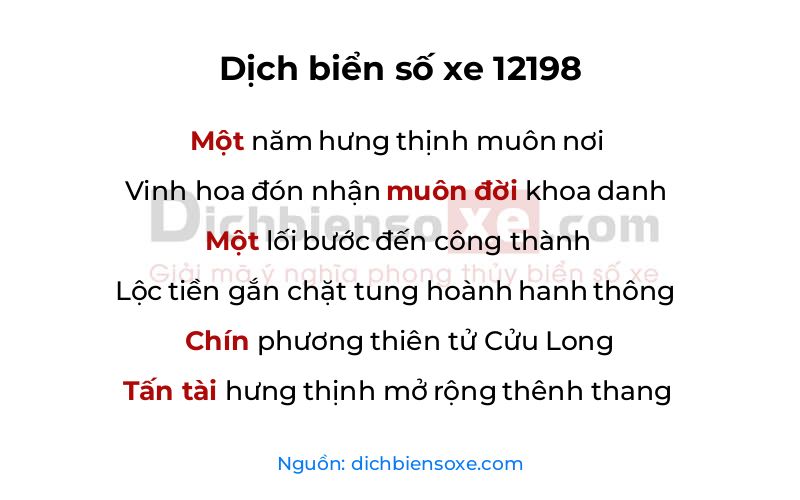 Dịch thơ biển số 12198