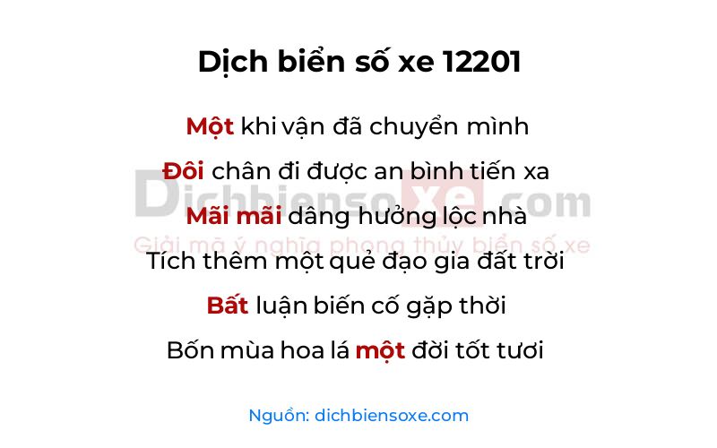 Dịch thơ biển số 12201