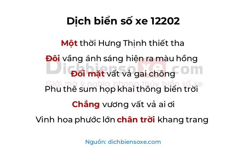 Dịch thơ biển số 12202