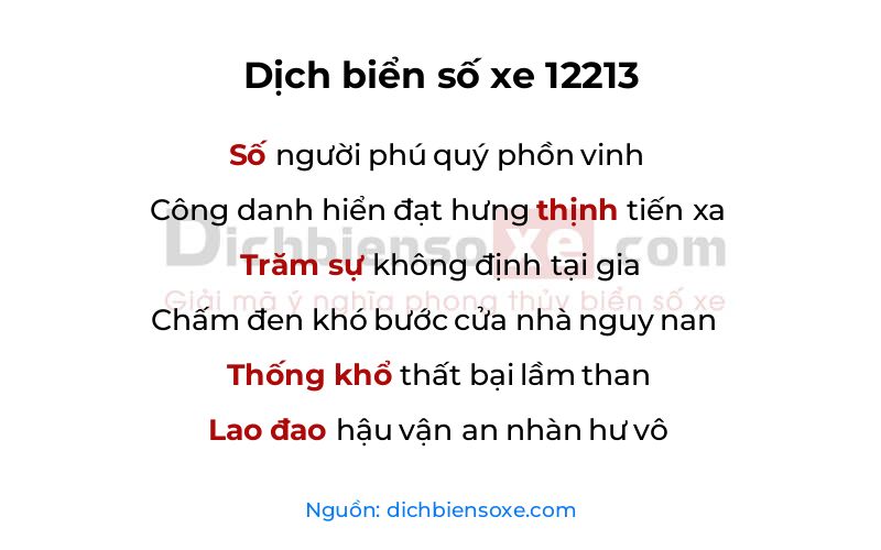 Dịch thơ biển số 12213