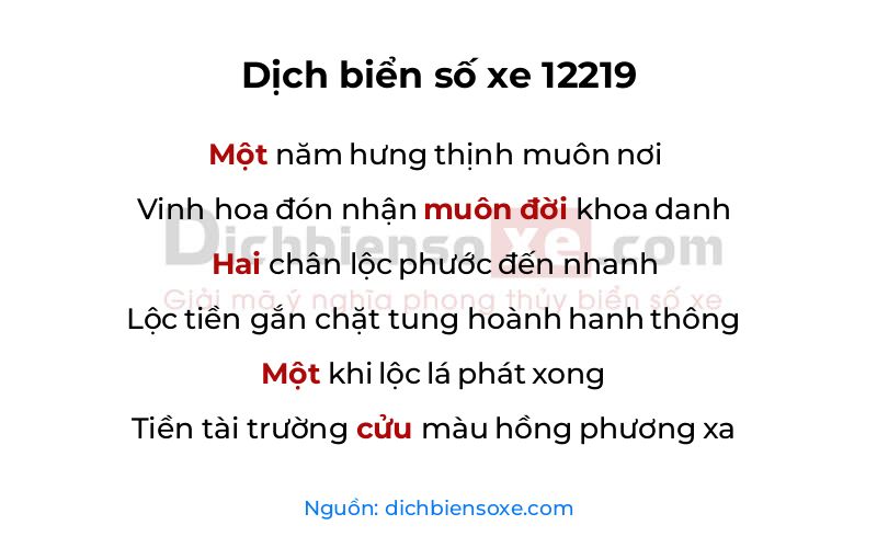 Dịch thơ biển số 12219