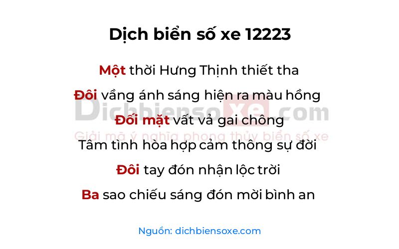 Dịch thơ biển số 12223