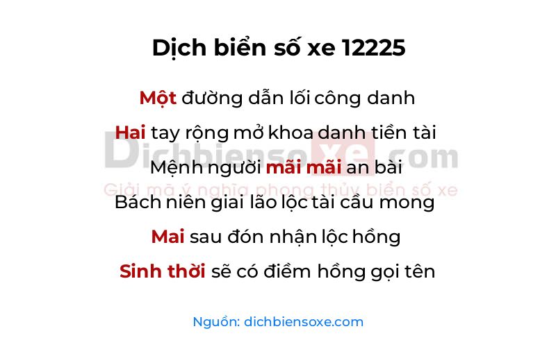 Dịch thơ biển số 12225
