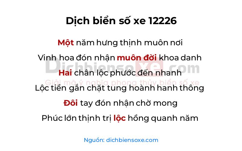 Dịch thơ biển số 12226