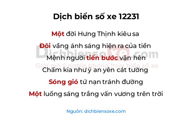 Dịch thơ biển số 12231