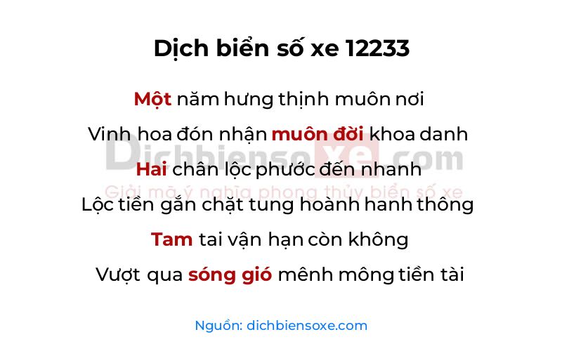 Dịch thơ biển số 12233