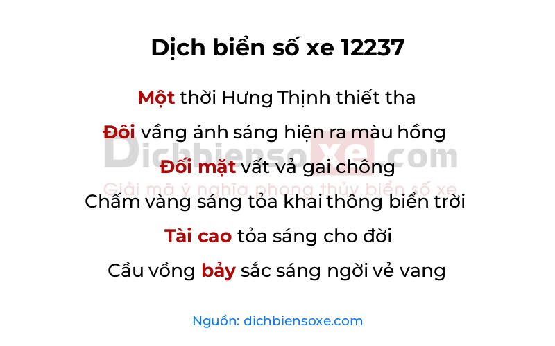 Dịch thơ biển số 12237